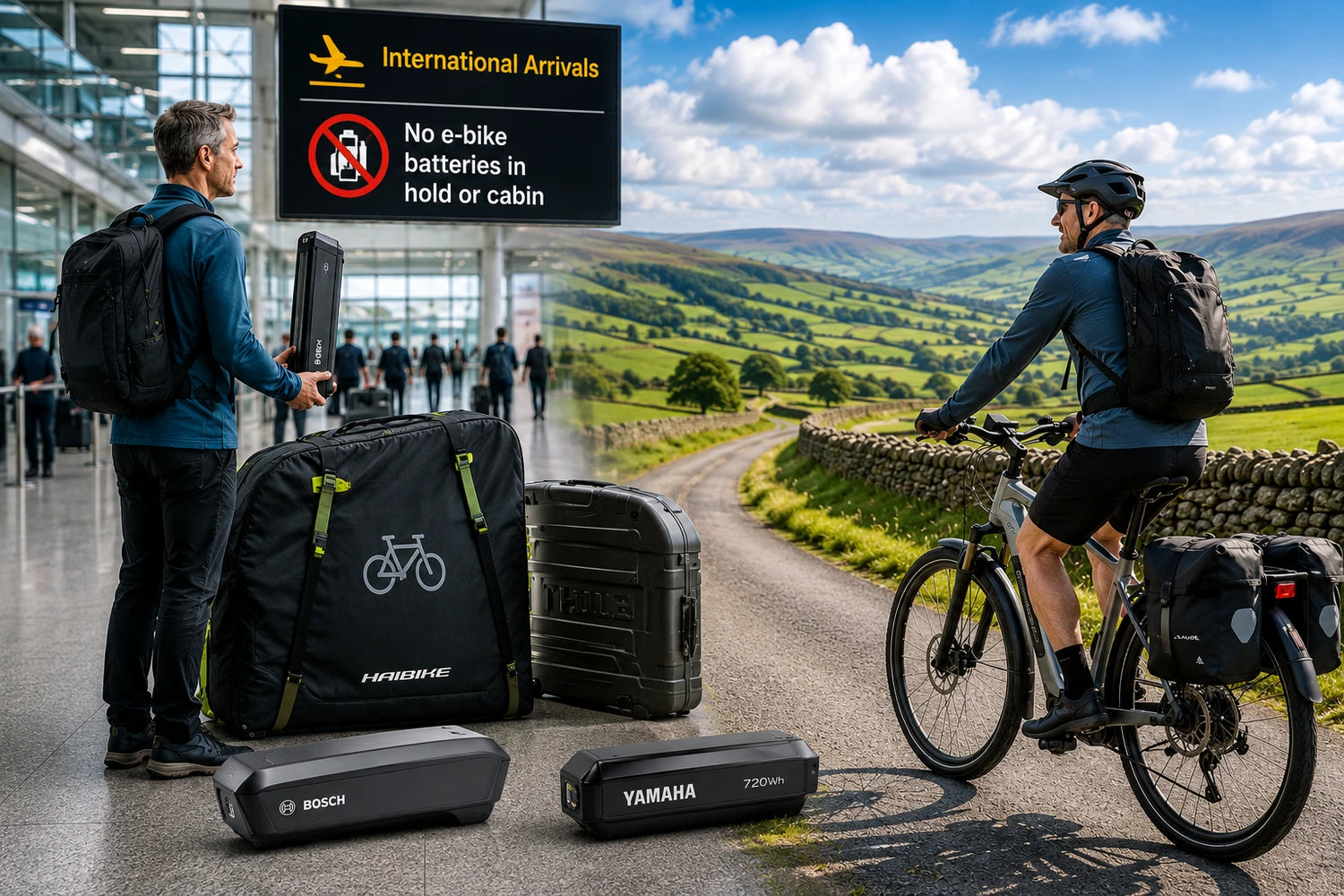 Bosch and Yamaha e-bike battery hire in the UK for overseas visitors bringing their own e-bikes on cycling holidays and tours.